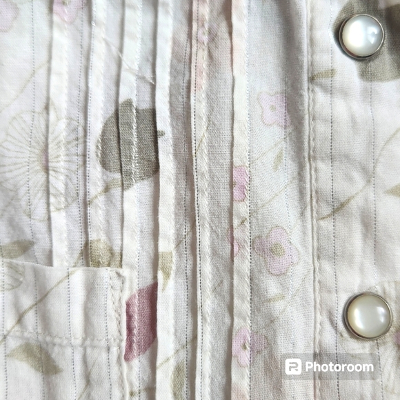 American Rag Feminine Pearl Snap Long Sleeve Floral Western Shirt S (Junior) - Picture 4 of 10